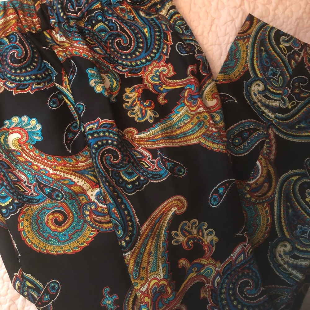 J Crew Paisley Silk Pajama Pant size 10
